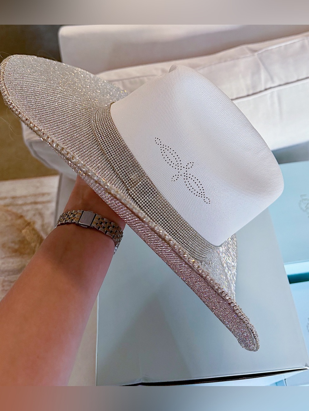 Rhinestone Cowgirl The Original Rhinestone Cowgirl Sparkling White Women's Hat - Picture 2 of 11